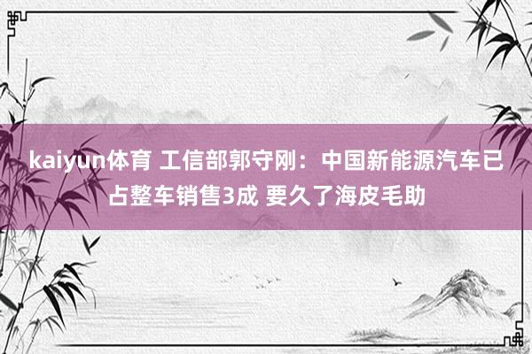 kaiyun体育 工信部郭守刚：中国新能源汽车已占整车销售3成 要久了海皮毛助