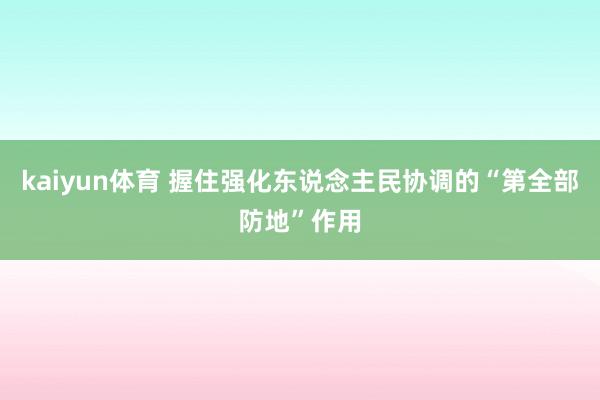 kaiyun体育 握住强化东说念主民协调的“第全部防地”作用