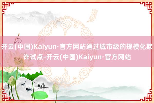 开云(中国)Kaiyun·官方网站通过城市级的规模化欺诈试点-开云(中国)Kaiyun·官方网站