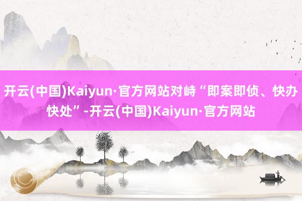 开云(中国)Kaiyun·官方网站对峙“即案即侦、快办快处”-开云(中国)Kaiyun·官方网站