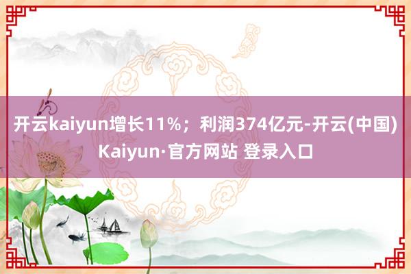 开云kaiyun增长11%；利润374亿元-开云(中国)Kaiyun·官方网站 登录入口